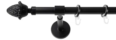 Produktbild von SN Deco Gardinenstange Nantes, 19 mm, 1-läufig, Stahl, Komplett-Set mit Ringen, geschlossener Träger, 200 cm, schwarz