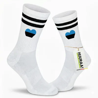 Produktbild von Huuraa Uni Socken Estland Flagge Herz 42/46 Black Baumwolle Tennissocken Geschenkidee