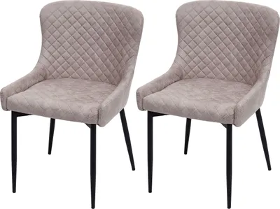 Image de lot de 2 chaises de salle à manger HWC-H79, chaise de cuisine, métal vintage ~ tissu/textile gris