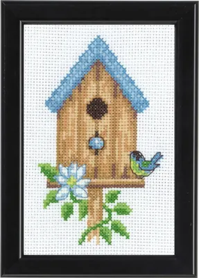 Obrázok produktu pre Súprava na vyšívanie krížikom Permin "Birdhouse Beige", 9x14cm, 13-9421