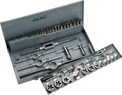 Produktbild von VÖLKEL P.V.2 Handgewindebohrer + Schneideisen Set 54 tlg. M3 - M20 HSS-G ( 49201 ) DIN 352/223