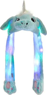 Produktbild von Wackelohr Mütze mit LED und beweglichen Ohren - aus Plüsch, Kostüm für Kinder und Erwachsene: Einhorn blau sm-490 a LED Wackelohr Mütze wählen: Einhorn blau sm-490 a LED