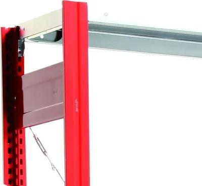 Produktbild von Fachbodenregal mit Tiefenriegel - 350 kg - 2.500 x 931 x 626 mm (HxBxT) - Grundregal - 6 Böden - feuerrot - Lagerregal - Steckregal BERT