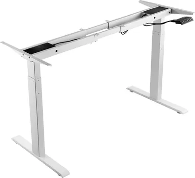 Immagine prodotto di Struttura per scrivania in piedi con doppio motore, regolabile in altezza da 70,2 cm a 117,1 cm e in lunghezza da 110 cm a 178,2 cm. Gambe elettriche per scrivania in piedi, base ergonomica fai da te per postazioni di lavoro a casa e in ufficio (solo struttura bianca).