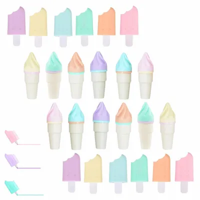 Image de Lot de 24 marqueurs miniatures, 6 couleurs pastel, forme de glaçon, 6 cm