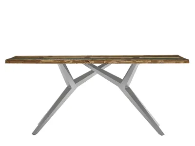 Zdjęcie produktu dla Stół do jadalni SIT Möbel 240 x 100 cm wykonany z odzyskanego drewna | Blat o grubości 40 mm, lakierowany na kolor | Metalowa rama w kolorze antycznego srebra | W 240 x D 100 x H 73 cm | 15555-40 | Seria TABLES & CO