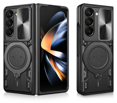 Image de Pour Samsung Galaxy Z Fold7 5G CD texture coulissante caméra TPU PC coque anneau noir