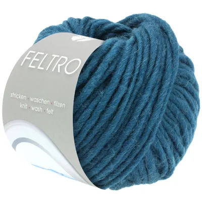 A ball of teal yarn with a label.