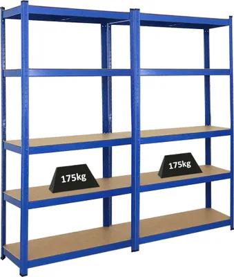 Produktbild von Mega Deal 2x Kellerregal GORILLA | HxBxT 180x90x40cm | Fachlast 175kg | Blau | Garagenregal Schwerlastregal Werkstattregal Lagerregal Steckregal
