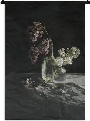 Produktbild von MuchoWow® Wandteppich Wandbehang Flieder - Vase - Stilleben 90x135 cm Tapisserie Dekoration Wandtuch - Baumwolle - Wandskulptur