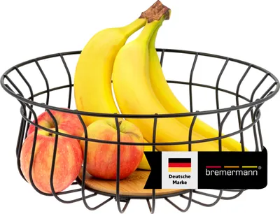 Produktbild von bremermann Obstkorb, Obstschale rund, Ø ca. 30,5 cm, schwarz matt, Bambusboden