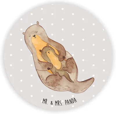 Produktbild von Mr. & Mrs. Panda Kühlschrankmagnet Otter Kind - Grau Pastell - Geschenk, pinnwand magnet, Seeotter, Kühlschrank, für fotos, Familie, Tochter, Mutter, Baby, zettelhalter