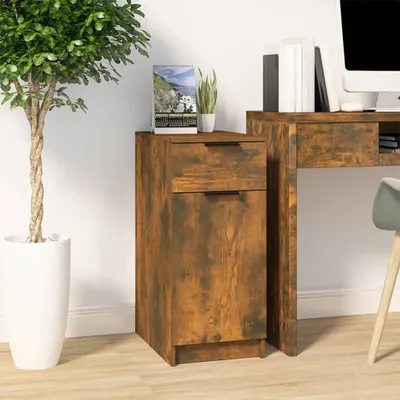 Produktbild von The Living Store Schreibtischschrank Räuchereiche 33,5x50x75 cm Holzwerkstoff