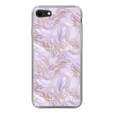 Produktbild von MuchoWow® Handyhülle Schutzhülle Hülle für iPhone SE 2020 Abstrakt - Marmor - Gold - Muster Silikon Softcase Handy Hülle - Kartenbesitzer