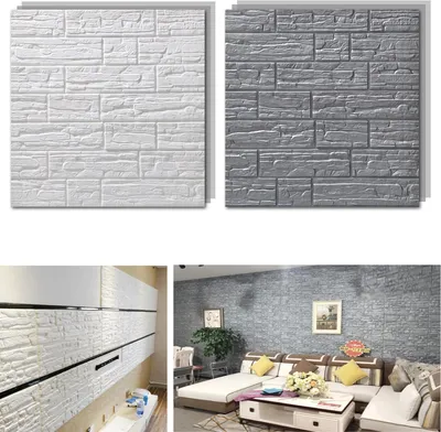 Image de 70x77cm 3D brique sticker mural décor mousse imperméable mur couverture papier peint bricolage fond - 5 pièces gris