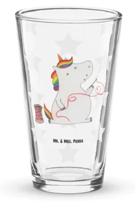 Produktbild von Mr. & Mrs. Panda Tumbler Einhorn Näherin - Transparent - Geschenk, Einhörner, Wasserglas, Pintglas, Cocktailglas, Unicorn, Basteln, Trinkglas, Glas, Longdrinkglas, Nähen