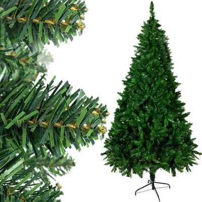 Obrázok produktu pre Umelý vianočný stromček s kovovým stojanom skladací 220 cm realistický vianočný stromček zelený 22318