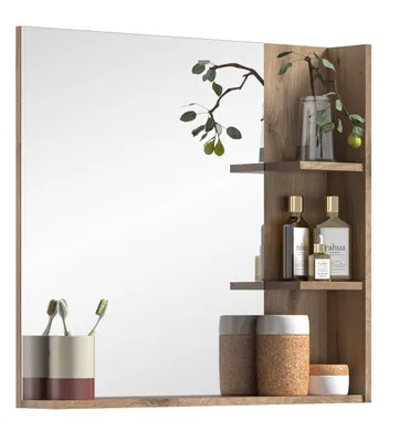 Produktbild von Mason Bad Spiegel 80cm 3 Ablagen Eiche Nachbildung.