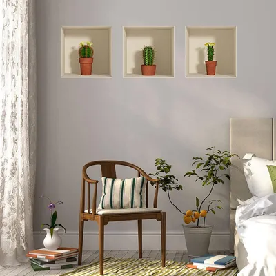 Obrázok produktu pre 3D nálepka s kaktusom v črepníku, 30 x 90 cm