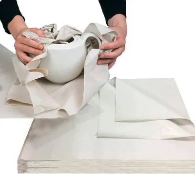 Zdjęcie produktu dla Jasnoszary papier do pakowania przy przeprowadzkach – opakowanie odporne na rozdarcia, wypełniacz do kartonów, 39 x 54 cm, 100 arkuszy