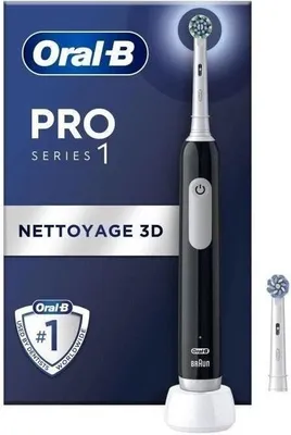 Zdjęcie produktu dla Elektryczna szczoteczka do zębów Oral-B Pro 1, czarna, oscylacyjno-rotacyjna, ładowalna, + 1 końcówka szczoteczki
