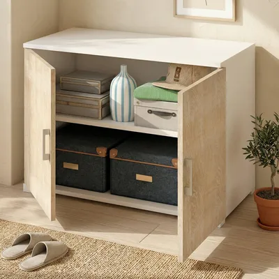 Image de Serafinito - Armoire Multi-Usage 2 Portes, 90x66h cm Chêne Brun, une Étagère  Italy