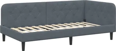 Zdjęcie produktu dla vidaXL Łóżko narożne ciemnoszare 90 x 200 cm aksamit