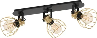 Produktbild von SAMBATELLO Spot - L70 x B28 x H26 cm - schwarz, messing-gebürstet - 3X40W exkl. - IP20
