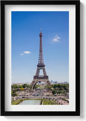 Produktbild von Landschaft Eiffelturm Paris Frankreich– Wandbild mit Rahmen – Gerahmtes Bild  – Wanddekoration – 40x60 cm –  Schwarz
