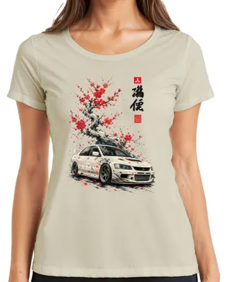 Immagine prodotto di Maglietta da donna "NO LAGY JDM Evolution Kirschblüte Sakura Japan Auto Y2K Drift", colore naturale, taglia L