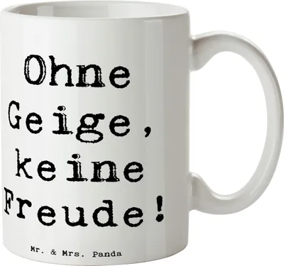Produktbild von Mr. & Mrs. Panda Keramiktasse Spruch Geige Freude - Weiß - Geschenk, Violine, Kaffeebecher, Keramikbecher, Musik, Kaffeetasse, Becher, Musiker, Instrument, Folklore