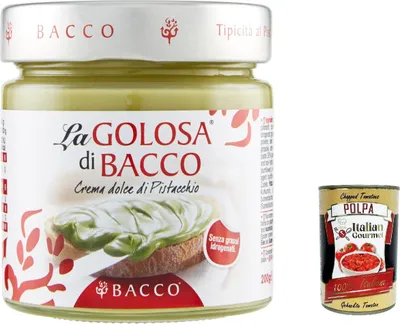 Produktbild von 3x La Golosa Di Bacco Crema Dolce di Pistacchio Süße Pistaziencreme 200g Pistazie Streichcreme + Italian Gourmet polpa 400g