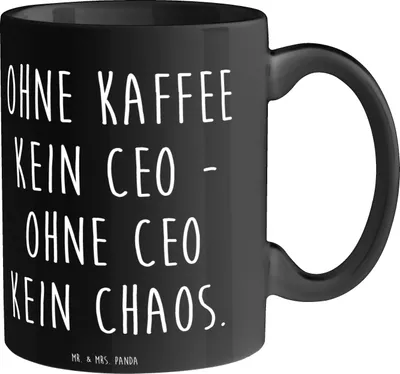 Produktbild von Mr. & Mrs. Panda Kaffeebecher Spruch CEO ohne Chaos - Schwarz - Geschenk, Keramiktasse, Tasse, Pott, Teetasse, Beruf, Unternehmensleitung, personalisierte Geschenke