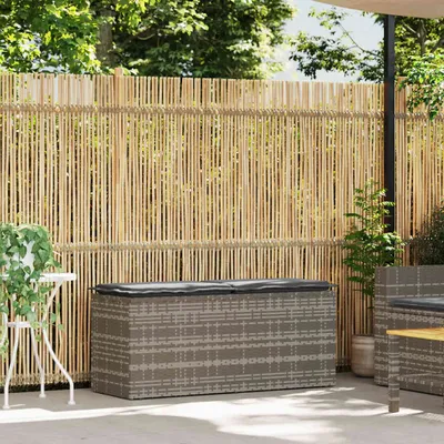 Immagine prodotto di Panca da Giardino con Cuscino Grigio 110x40x44 cm in Polyrattan