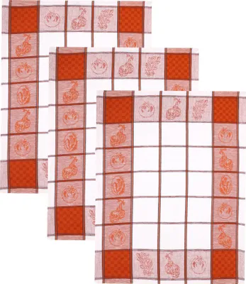 Produktbild von Betz 3 Stück Halbleinen Geschirrtücher 50x70 cm HUNGARY Motiv: GEMÜSE Farbe: braun