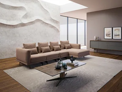 Immagine prodotto di Mobili imbottiti beige divano angolare divano angolare a L arredamento di design