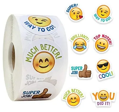 Smiley-Aufkleber, 500 Stück, rund, Papier, für Belohnungen und Dekoration