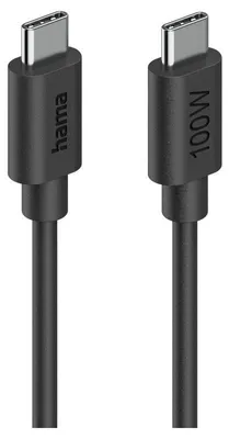 Produktbild von HAMA Ladekabel/Datenkabel, USB-C auf USB-C, USB 2.0, 480 Mbit/s, 100W, 1.2 m, Schwarz