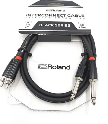 Obrázok produktu pre Roland RCC-3-2R28, 2 x 6.35mm, Samec, 2 x RCA, Samec, 1 m, Čierna
