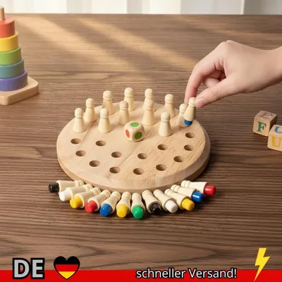 Produktbild von Holz Gedächtnis Match Stick Schach Farbe Spielbrett Puzzles Montessori