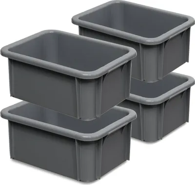 Produktbild von 4 Schwerlastbehälter/Eurobehälter, LxBxH 400x300x165 mm, grau, lebensmittelecht