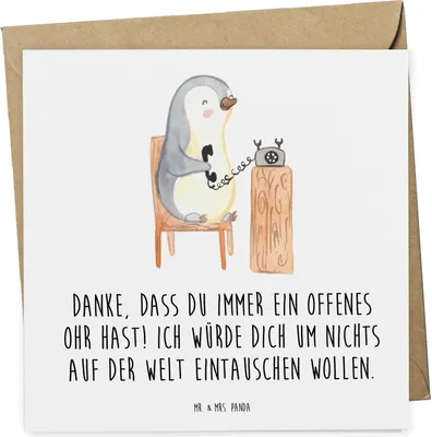 Produktbild von Mr. & Mrs. Panda Glückwunschkarte Freund fürs Leben - Weiß - Geschenk, Aufmerksamkeit, faltkarte, Danke sagen, Grußkarte, anlasskarte, Dankeschön, Besonderheit, Bedanken