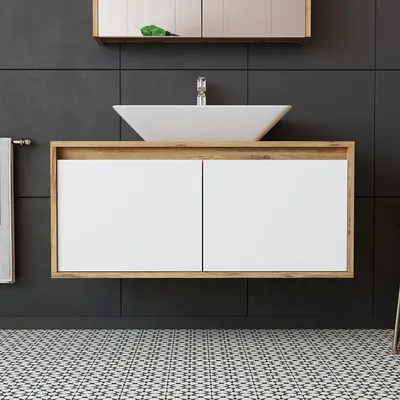 Produktbild von Roomart ATLANTIC-100 Badmöbel Unterschrank 100 cm breit, Weiß-Eiche