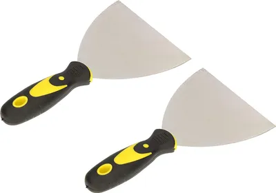 Obrázok produktu pre KOTARBAU® Sada 2 maliarskych špachtlí z nehrdzavejúcej ocele Škrabka na omietky 125 mm Viacúčelová škrabka Škrabka s gumovou rukoväťou