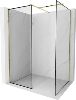 Immagine prodotto di Mexen Kioto parete doccia Walk-in 120 x 70 cm, cornice nera, oro - 800-120-202-50-70-070