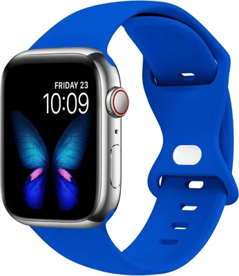 Produktbild von Strap-it Classic Silikonband - Passend für Apple Watch Series 1/2/3/4/5/6/7/8/9/10/11/SE/Ultra - Blau - Silikon-Sportschlaufenband - iWatch Sportarmband für große Größen: 44 / 45 / 46 / 49mm