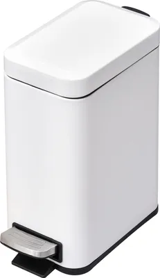 Produktbild von Mülleimer 5L Treteimer Mit Deckel Und Fußpedal, Inneneimer, Metall, Weiß, 29,2X14X32 Cm, Für Wohnzimmer, Büro