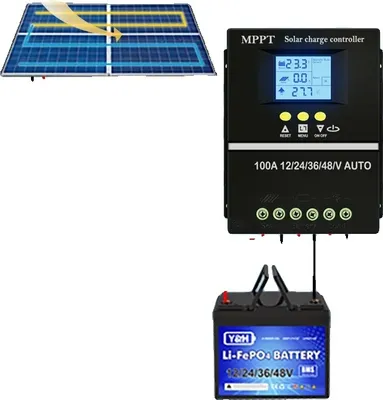 Produktbild von MPPT Solar-Laderegler, 12V-48V Kompatibilität, 100A, 12V 24V 36V 48V, Integriert Off Grid