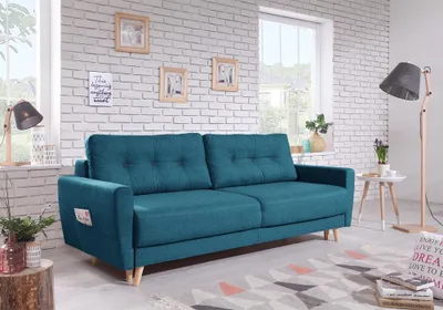Produktbild von MIUFORM Friendly Lars - Sofa mit Bettfunktion - 220x90cm - Türkis - 3-Sitzer Schlafsofa
