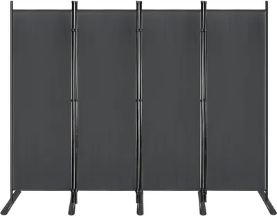 Image de TWOLIIN Paravent 225 x 180 cm Séparateur de pièce indépendant Cloison 4 pièces avec pied Protection visuelle pour bureaux Balcon Jardin, Anthracite
